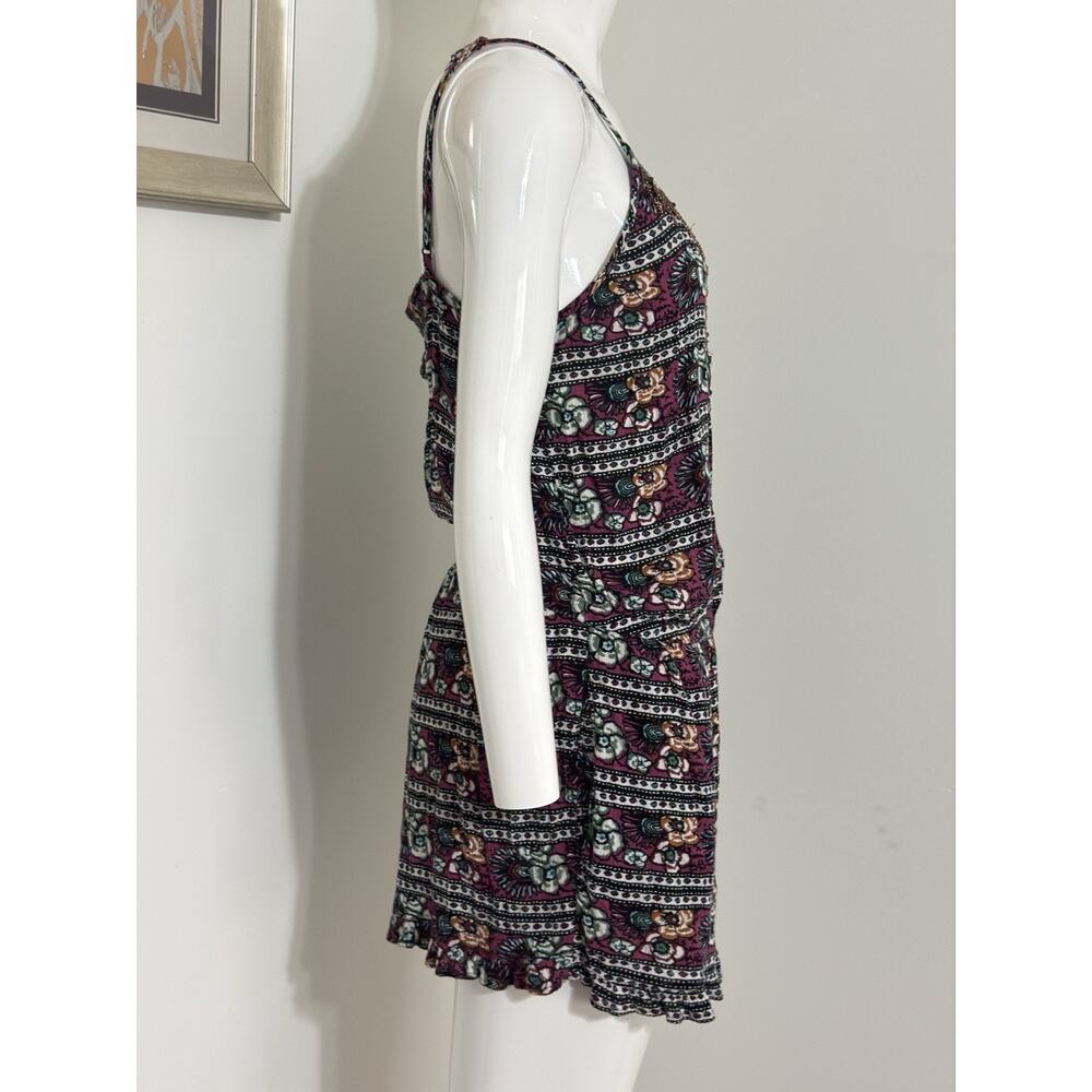 American Eagle Women’s Boho Floral Viscose Romper Hippie Festival Summer Size L - Picture 6 of 16